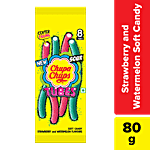 Chupa Chups Strawberry, Watermelon Sour Long Tubes Soft Candy - With Center Filling 80 g Pouch