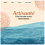 Artisante Hot Chocolate - Classic, French Vanilla, Mint, Caramel, Low Sugar 180 g (!2 Sachets x 15 g each)