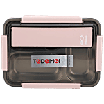 Tedemei Lunch Box - Stainless Steel Interior, 3 Compartment, Pink 1.1 L 