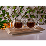 Sanjeev Kapoor Double Wall Borosilicate Glass Mugs - Norway, Transparent 280 ml (Set of 2)