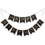 Party Propz Black & Gold Happy Birthday Banner 1 pc