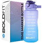 Boldfit Motivational Plastic Gym Gallon Water Bottle - With Time Markers, Purple Blue 2 L