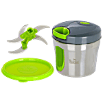 PddFalcon Stainless Steel Vegetable Chopper - Green, With Sharp Blades, Anti-skid Bottom 900 ml 