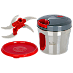 PddFalcon Stainless Steel Vegetable Chopper - Red, With Sharp Blades, Anti-skid Bottom 900 ml