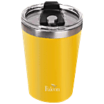 PddFalcon Stainless Steel Poppy Cup - With Straw, Yellow 300 ml