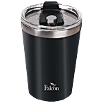 PddFalcon Stainless Steel Poppy Cup - With Straw, Black 300 ml