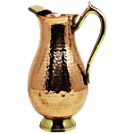 Mr. Copper King Pure Copper Mughlai Handicraft Water Jug - With Brass Finishing 2 L