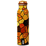 Mr. Copper King Pure Copper Water Bottle - Meena Brown Stone Printed 1 L