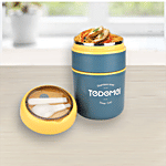 Tedemei Lunch Box 2 Compartment Round - Yellow & Blue Colour 710 ml