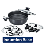 Prestige Aluminium Hard Anodised Kadai With Multi Plate Dhokla, Patra & Idli With Glass Lid - 22 cm, Induction 1 pc