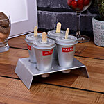 Hazel Aluminium Kulfi Moulds - With Lid & Stand 130 ml (Set of 4)