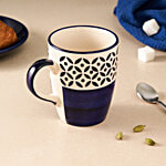 bb home Earth Coffee/ Milk/ Tea Mug - Hand Painted Ceramic, Jarokha Royal Blue 300 ml