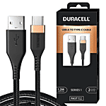 Duracell Type A to Type C 3A Braided Fast Charging Cable & Data Sync - 1.2 m, Series 1, Black 1 pc 