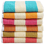 JBG Home Store Cotton Hand Towels - Stripes Pattern, Multicolour 4 pcs