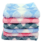 JBG Home Store Luxury Microfiber Face Towel - Diamond Pattern, 10 x 10 cm, Multicolour 6 pcs