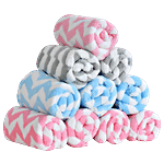 JBG Home Store Ultra Soft Absorbent Luxury Microfiber Face Towel - Zigzag Pattern, 25 cm x 25 cm, Multicolour 6 pcs