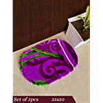 VTI Home Collection Polyester Door/Floor/Bath/ Mat - Multi-Colour/ Assorted, Soft, Durable & Washable 3 pcs