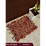 VTI Home Collection Cotton Polyester Handwoven Door/Floor/Bath/ Mat - Multi-Colour/ Assorted, Soft, Durable & Washable 3 pcs