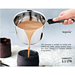 Segovia Stainless Steel Extra Deep Encapsulated Bottom Sauce Pan - For Tea, Milk 1.1 L