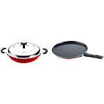 Crystal Nonstick Kadai With Stainless Steel Lid & Tawa Set - Induction Base 2 pcs