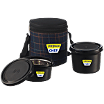 Urban Chef Petite Stainless Steel Containers - With Insulated Fabric Bag, Black 2 pcs