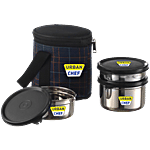 Urban Chef Essential Stainless Steel Lunch box - With Insulated Fabric Bag, Grey 3 pcs