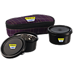 Urban Chef Joy Stainless Steel Lunch Box - With Insulated Fabric Bag, Black 450 ml (Set of 2)