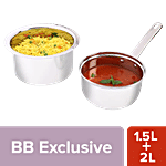 Wonderchef Steel Milk Saucepan 16 cm & Tope Patila 20 cm Combo 2 pcs (1.5 l + 2 l)