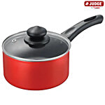Judge by Prestige Aluminium Milk Pan With Lid, 160mm, Red, Non-Stick, Bakelite Handle, Induction Friendly 1.5 l