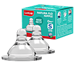 LuvLap Natura Flo Nipple - S, Slow Flow, W Neck 2 pcs