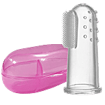 LuvLap Baby Silicone Finger Toothbrush - With Pink Case 1 pc