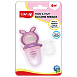 LuvLap Bunny Food & Fruit Silicone Nibbler - Voilet & Pink, 6+M 1 pc