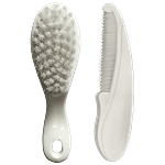 LuvLap Elegant Baby Comb Brush Set - With Soft Bristles, White 2 pcs