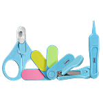 LuvLap Baby Grooming Scissors & Nail Clipper Kit - Blue, 0M+ 4 pcs