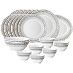Larah by Borosil Classic Fluted Series Opalware Dinner Set - White 33 pcs