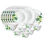Larah by Borosil Fern Fluted Series Opalware Dinner Set - White 33 pcs