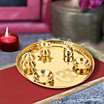 Prime-Metal Puja Thali With Accessories - Jyoti, Bowls 5 pcs