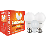 Halonix Celebration Pack LED Bulbs - Astron, Cool White 6500K, B22 3 pcs (2 pcs 9 W + 1 pc 0.5 W)