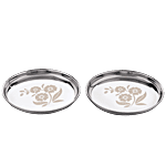 Kitchen Essentials Stainless Steel Bidding Thali - No 12, Laser Etching 2 pcs