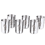 Kitchen Essentials Stainless Steel Amarapali Glass - No.7, Laser Etching 300 ml (Set of 6)
