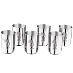 Kitchen Essentials Stainless Steel Royal Glass - No.7, Laser Etching 300 ml (Set of 6)