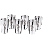 Kitchen Essentials Stainless Steel Thums Up Soft Drink Glass - No.7, Laser Etching 350 ml (Set of 6)