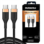 Duracell Type C To Type-C Braided Fast Charging Cable & Data Sync - 1.2 m, Black, Sl1 DU023 1 pc