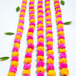 House of Festivals Toran/Mala/Bandhanwar Marigold - Pink & Lemon Yellow Flowers, 138 cm 2 pcs 