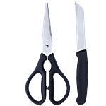 Anjali Kitchen Scissor & Super Knife Set - Black 2 pcs