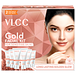 VLCC Gold Facial Kit For Sensitive Skin With 24K Gold, Hyaluronic Acid & Vitamin C 60 g