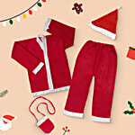 Urban Fest Santa Claus Dress - Pant, Coat, Cap, Bag, Size 3, For Kids From 4 To 7 Years 1 pc (Set of 4)