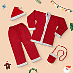 Urban Fest Santa Claus Dress - Pant, Coat, Cap, Bag, Size 4, For Kids From 7 To 10 Years 1 pc (Set of 4)