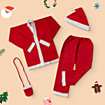 Urban Fest Santa Claus Dress - Pant, Coat, Cap, Bag, Size 5, For Kids From 10 To 14 Years 1 pc (Set of 4)