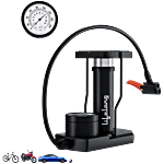 Lifelong Mini Bicycle Foot Activated Air Pump - with Meter, Black, LLBAPM01 1 pc